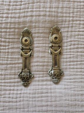 Antique-Style Brass Tone Decorative Wall Placket - Pair